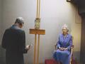 Lucian Freudo. Nel suo Atelier ritrae la regina Elisabetta.Foto David  Dawson 2001